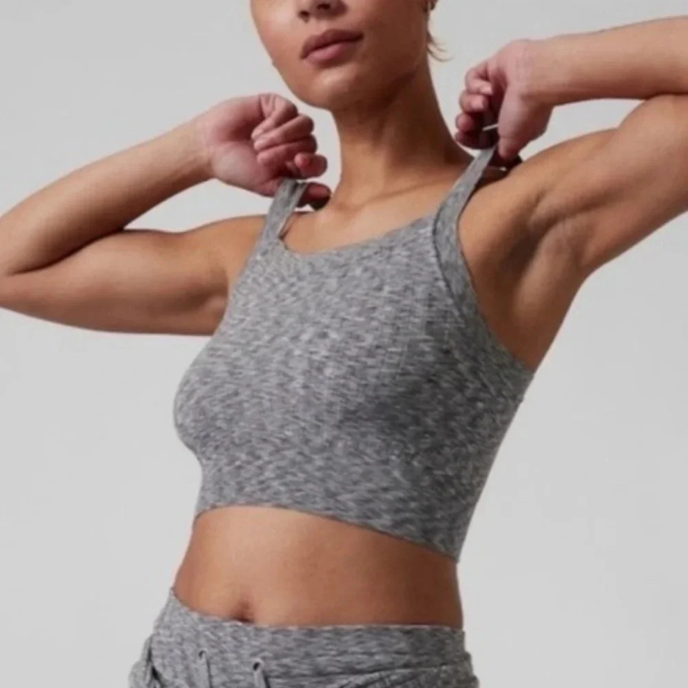 Athleta Revolve Cami Ribbed Heathered‎ Grey Size Medium